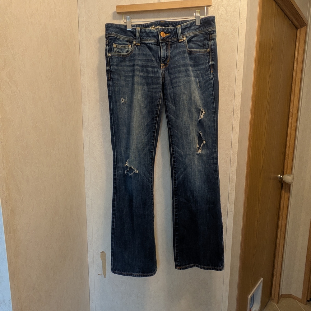American Eagle Low Rise Slim Boot Cut Distressed Jeans